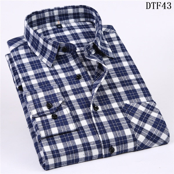 Men Flannel Plaid Shirt 100% Cotton 2019 Spring Autumn Casual Long Sleeve Shirt Soft Comfort Slim Fit Styles Brand Man Plus Size