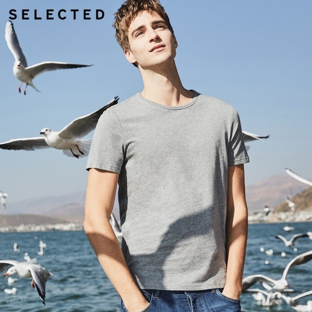 SELECTED summer new cotton round neck casual solid color men's short-sleeved T-shirt S|4182T4547