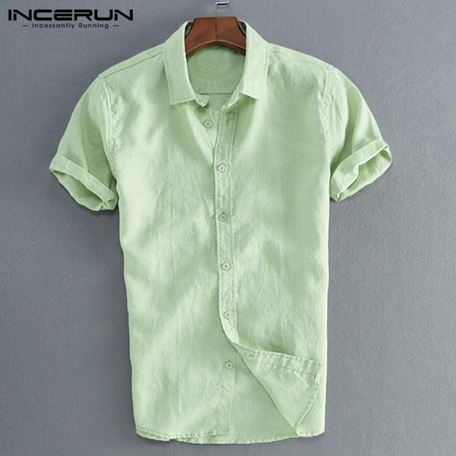 INCERUN Elegant S-5XL Male Tee Tops Casual Shirts Men Social Shirts Dress Button Turn Down Collar Slim Fit Men Clothes Camisa