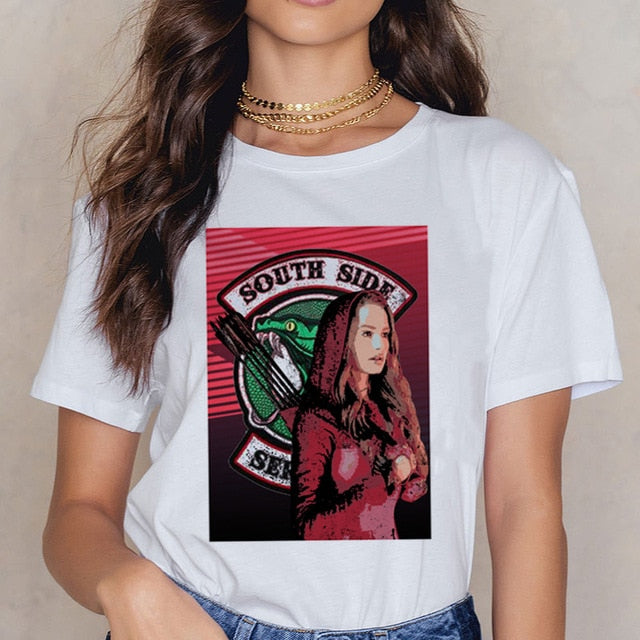 Riverdale Southside T Shirt  Women 90s South Side Serpents Vintage T-shirt Harajuku Ullzang Tshirt Snake Print Top Tees Female