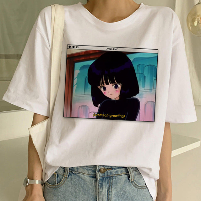 Sailor Moon Summer New Fashion T Shirt Women Harajuku Short Sleeve Fun Ulzzang T-Shirt Cute Cat Tshirt Cartoon Top Tees Female