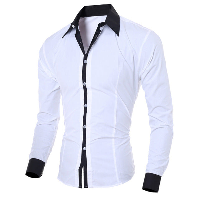 FREE OSTRICH Men's Shirts Fashion Personality Mens Casual Slim Long-sleeved Shirt Top Blouse Black White Men Shirt style 2019