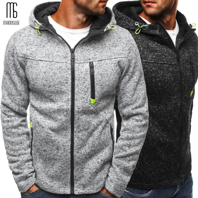 Manoswe Men Sports Casual Wear Zipper COPINE Fashion Tide Jacquard Hoodies Fleece Jacket Fall Sweatshirts Autumn Winter Coat