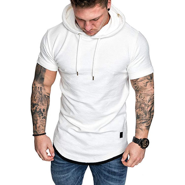 TShirts Men's Summer Slim Fit Casual Pattern Large Size Short Sleeve Hoodie Top Blouse Casual Men Fashion High Quality c0509