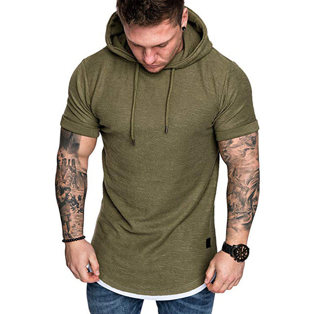 TShirts Men's Summer Slim Fit Casual Pattern Large Size Short Sleeve Hoodie Top Blouse Casual Men Fashion High Quality c0509