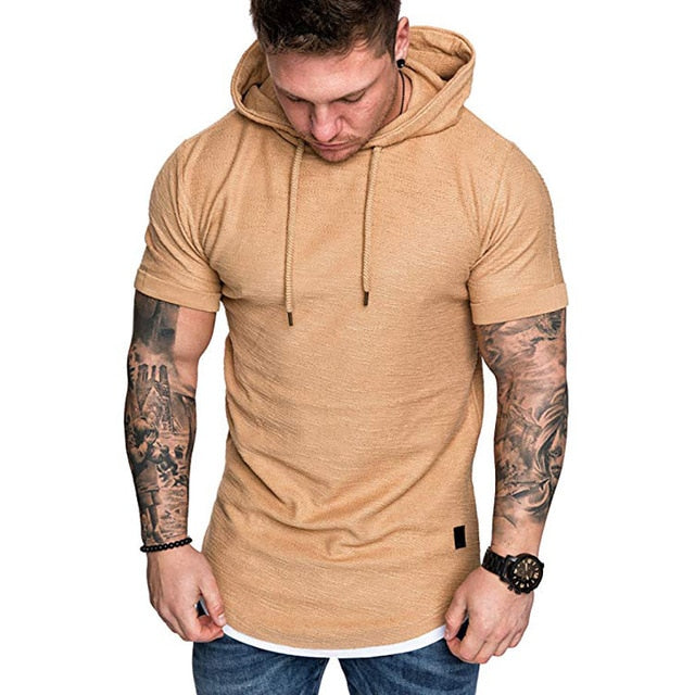 TShirts Men's Summer Slim Fit Casual Pattern Large Size Short Sleeve Hoodie Top Blouse Casual Men Fashion High Quality c0509