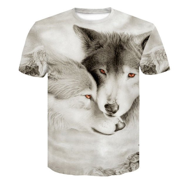 2019 Newest Wolf 3D Print Animal Cool Funny T-Shirt Men Short Sleeve Summer Tops T Shirt Tshirt Male Fashion T-shirt male4XL