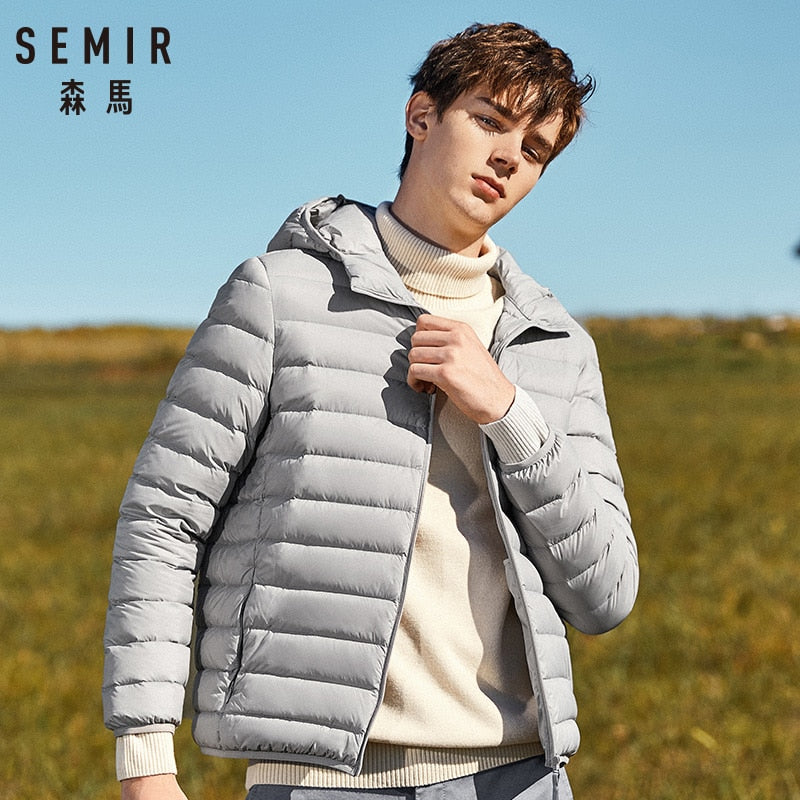 SEMIR brand men down jacket casual fashion winter jacket for men Hooded windbreaker white duck coat male outwear