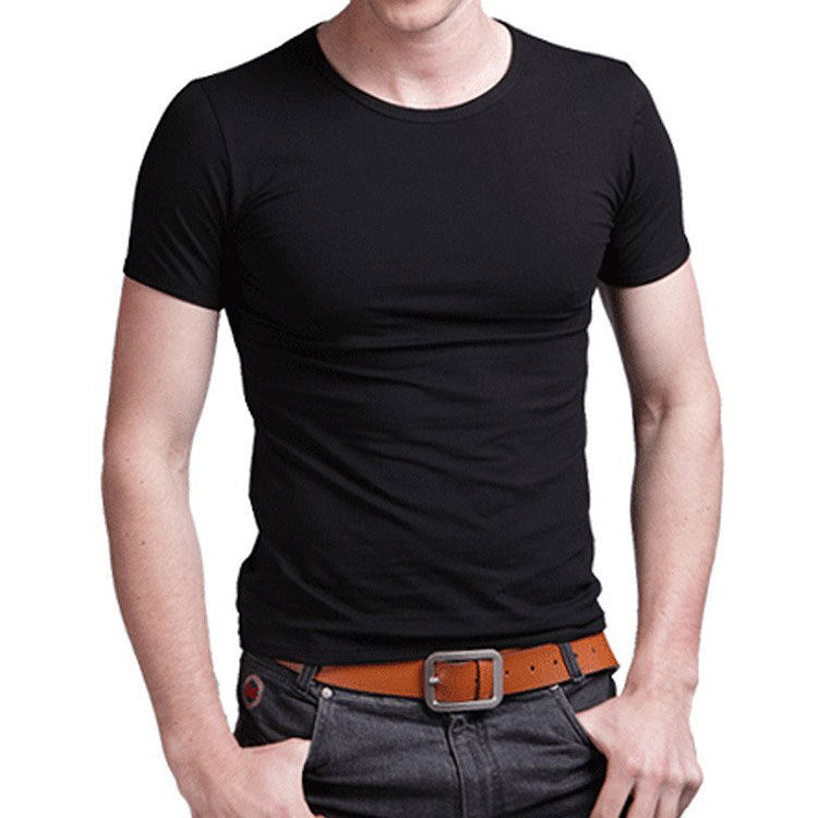 2019 Stretch Lycra V Collar Mens T Shirt Solid Color Short Sleeved T-Shirt For Male Men Tights Slim Tshirt