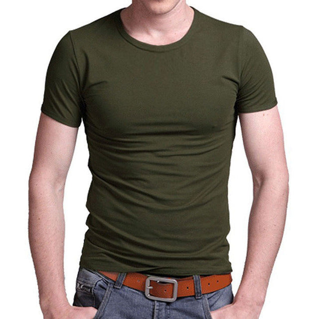 2019 Stretch Lycra V Collar Mens T Shirt Solid Color Short Sleeved T-Shirt For Male Men Tights Slim Tshirt