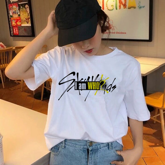 Stray Kids Women t-shirt StrayKids Short Sleeve t shirt Tops Hip Hop Harajuku tshirt top tee shirts hip hop female femme Casual