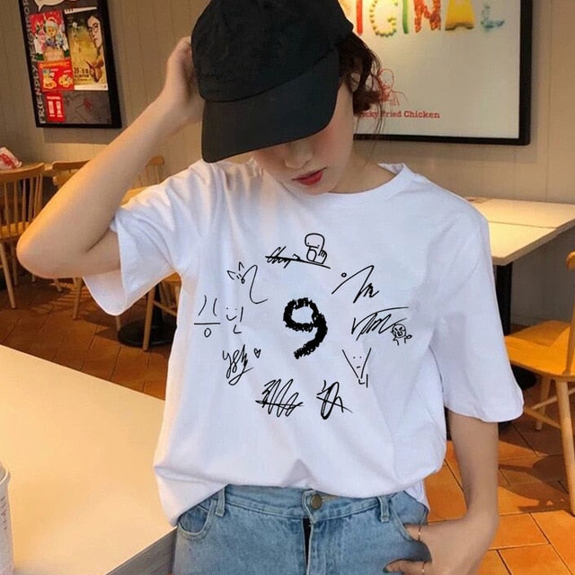 Stray Kids Women t-shirt StrayKids Short Sleeve t shirt Tops Hip Hop Harajuku tshirt top tee shirts hip hop female femme Casual