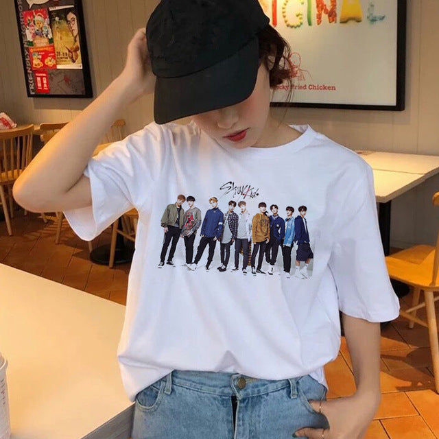 Stray Kids Women t-shirt StrayKids Short Sleeve t shirt Tops Hip Hop Harajuku tshirt top tee shirts hip hop female femme Casual