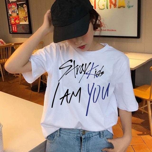 Stray Kids Women t-shirt StrayKids Short Sleeve t shirt Tops Hip Hop Harajuku tshirt top tee shirts hip hop female femme Casual