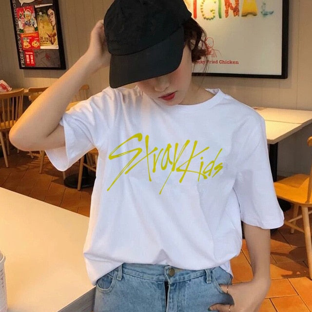 Stray Kids Women t-shirt StrayKids Short Sleeve t shirt Tops Hip Hop Harajuku tshirt top tee shirts hip hop female femme Casual