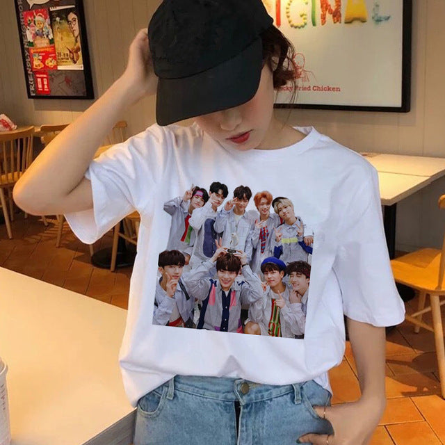 Stray Kids Women t-shirt StrayKids Short Sleeve t shirt Tops Hip Hop Harajuku tshirt top tee shirts hip hop female femme Casual