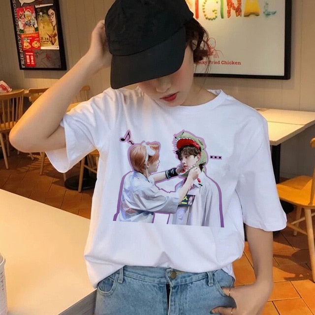 Stray Kids Women t-shirt StrayKids Short Sleeve t shirt Tops Hip Hop Harajuku tshirt top tee shirts hip hop female femme Casual