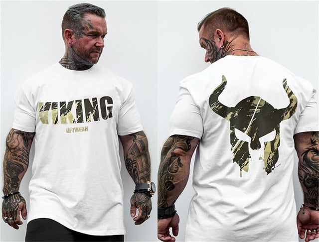 VIKING 2019 New Brand clothing Gyms Tight t-shirt mens fitness t-shirt homme Gyms t shirt men fitness Summer tops